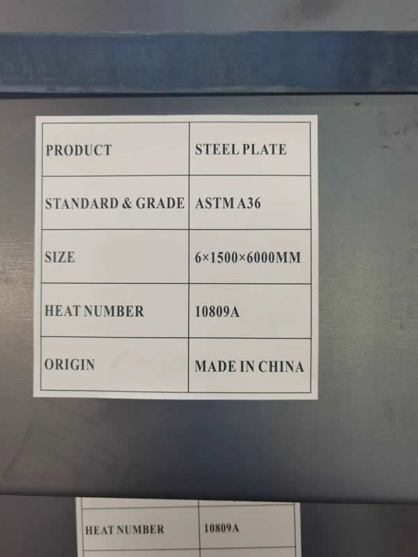 6×1500×6000 a36 mild plate in hot rolled delivery condition